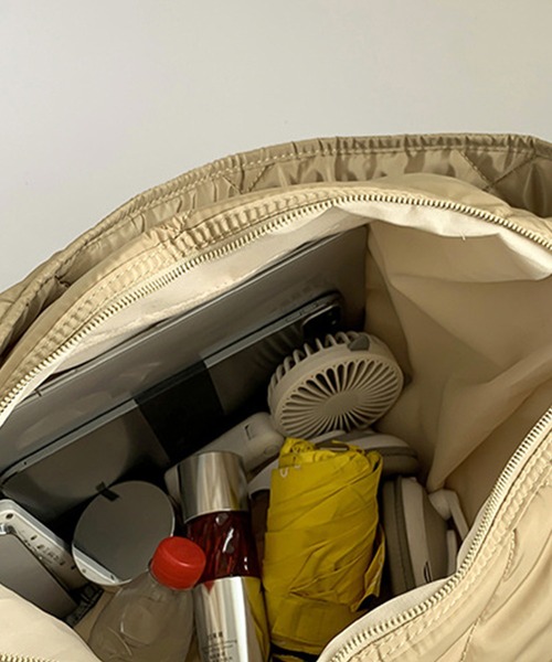 SANSeLF（サンセルフ）の「【SANSeLF】 ふくらみキルティング巾着ショルダー ストリングコードデザイン 2WAYユース saa25s009（ショルダーバッグ・レディース・カーキ/ブラック/ホワイト/ピンク/グリーン/ベージュ・FREE）」の17枚目の写真