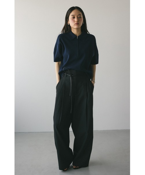 STYLEMIXER（スタイルミキサー）の「ハーフリーブドライニットポロ（ニット/セーター・レディース・ネイビー/ホワイト/ライトパープル・FREE）」の13枚目の写真