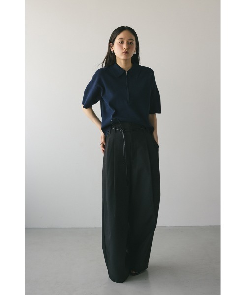 STYLEMIXER（スタイルミキサー）の「ハーフリーブドライニットポロ（ニット/セーター・レディース・ネイビー/ホワイト/ライトパープル・FREE）」の12枚目の写真