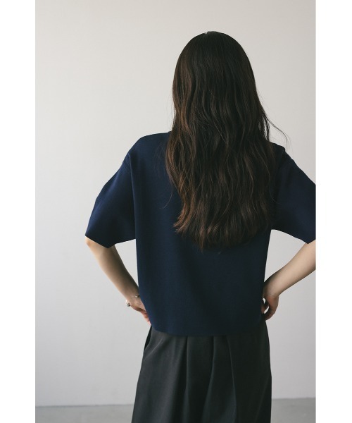 STYLEMIXER（スタイルミキサー）の「ハーフリーブドライニットポロ（ニット/セーター・レディース・ネイビー/ホワイト/ライトパープル・FREE）」の9枚目の写真