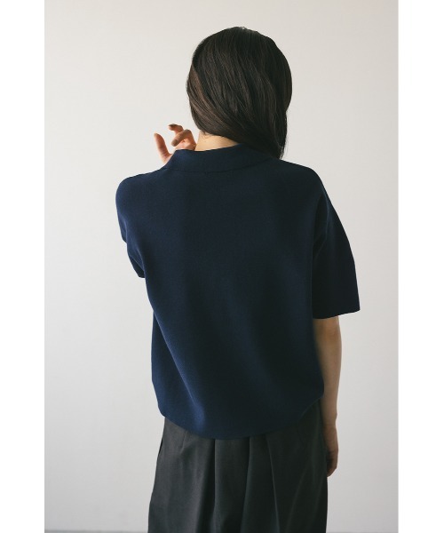 STYLEMIXER（スタイルミキサー）の「ハーフリーブドライニットポロ（ニット/セーター・レディース・ネイビー/ホワイト/ライトパープル・FREE）」の8枚目の写真