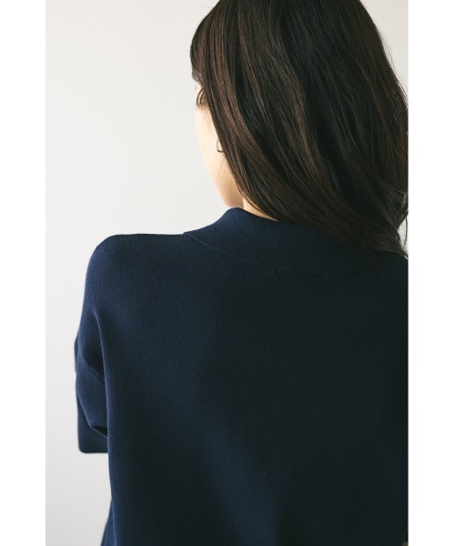 STYLEMIXER（スタイルミキサー）の「ハーフリーブドライニットポロ（ニット/セーター・レディース・ネイビー/ホワイト/ライトパープル・FREE）」の4枚目の写真