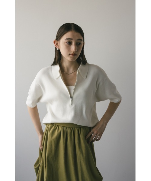 STYLEMIXER（スタイルミキサー）の「ハーフリーブドライニットポロ（ニット/セーター・レディース・ネイビー/ホワイト/ライトパープル・FREE）」の22枚目の写真