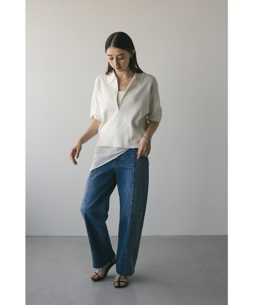 STYLEMIXER（スタイルミキサー）の「ハーフリーブドライニットポロ（ニット/セーター・レディース・ネイビー/ホワイト/ライトパープル・FREE）」の21枚目の写真