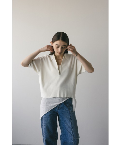 STYLEMIXER（スタイルミキサー）の「ハーフリーブドライニットポロ（ニット/セーター・レディース・ネイビー/ホワイト/ライトパープル・FREE）」の20枚目の写真