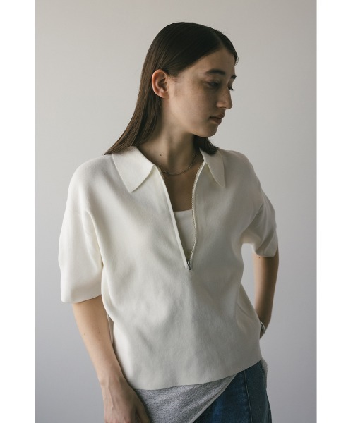 STYLEMIXER（スタイルミキサー）の「ハーフリーブドライニットポロ（ニット/セーター・レディース・ネイビー/ホワイト/ライトパープル・FREE）」の19枚目の写真