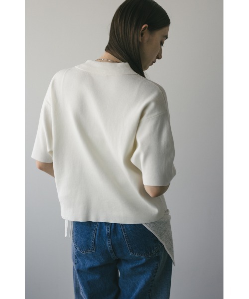 STYLEMIXER（スタイルミキサー）の「ハーフリーブドライニットポロ（ニット/セーター・レディース・ネイビー/ホワイト/ライトパープル・FREE）」の18枚目の写真