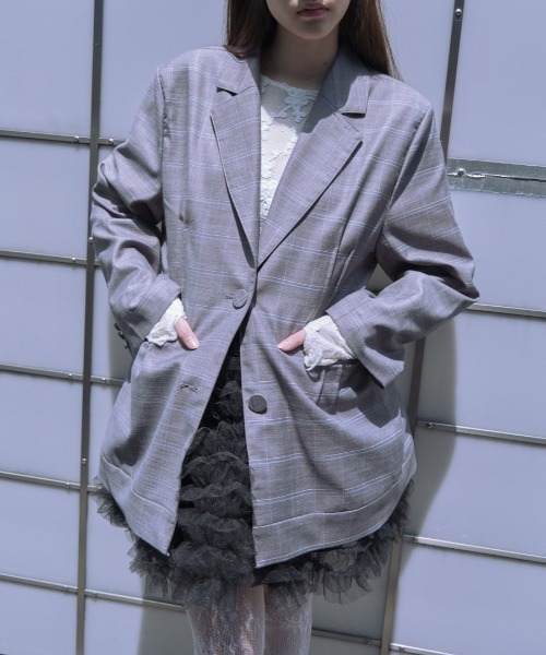 セール】check waist shape jacket（テーラードジャケット）｜HONEY MI