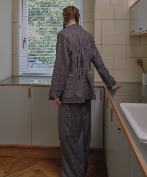 HONEY MI HONEY（ハニーミーハニー）の「check waist shape jacket（テーラードジャケット・レディース・グレー/ベージュ・FREE）」の7枚目の写真