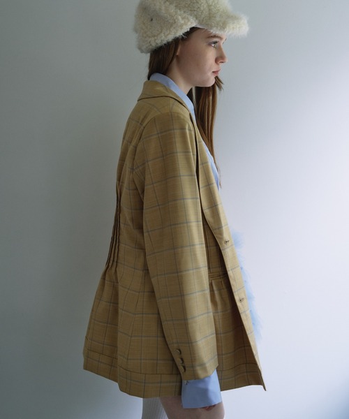 HONEY MI HONEY（ハニーミーハニー）の「check waist shape jacket（テーラードジャケット・レディース・グレー/ベージュ・FREE）」の9枚目の写真