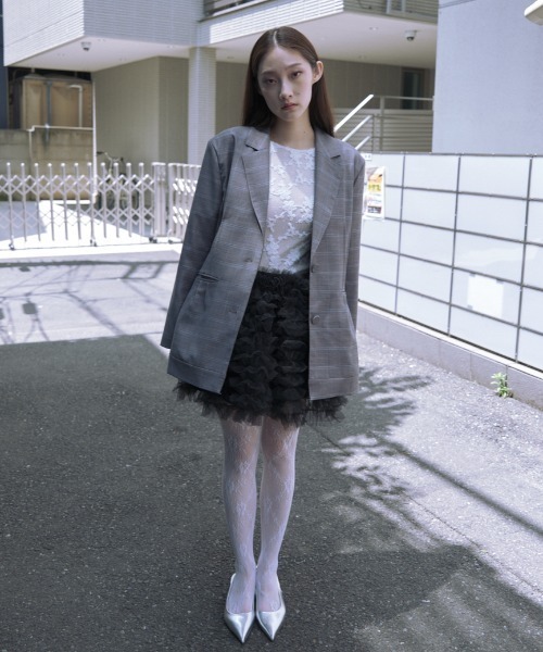 HONEY MI HONEY（ハニーミーハニー）の「check waist shape jacket（テーラードジャケット・レディース・グレー/ベージュ・FREE）」の14枚目の写真