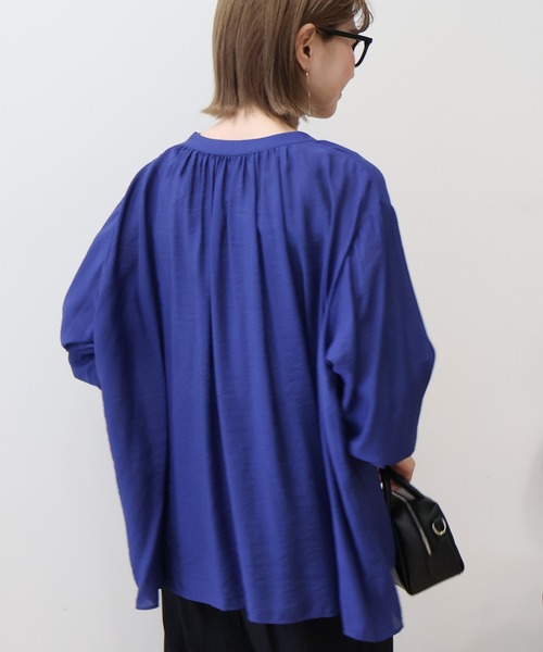 AMERICAN HOLIC（アメリカンホリック）の「スキッパーギャザーブラウス（シャツ/ブラウス・レディース・ブラック/ブルー/イエロー/アイボリー・M/L）」の7枚目の写真