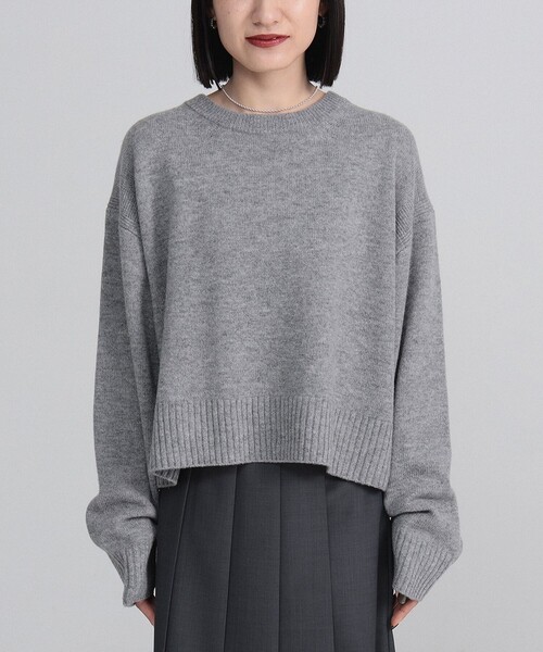 【値下げ】★新品未使用★ ニット グレー セール】【1/1値下げ】7ゲージ ウール クルーネック プルオーバー