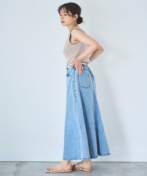 mil（ミル）の「デニム マーメイドスカート 【無地/フラワープリント】（スカート・レディース・ブラック/サックスブルー/グレイッシュベージュ・XS/S）」の22枚目の写真