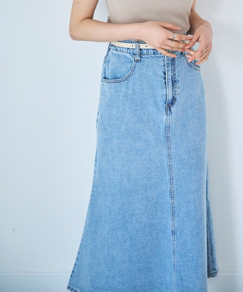 mil（ミル）の「デニム マーメイドスカート 【無地/フラワープリント】（スカート・レディース・ブラック/サックスブルー/グレイッシュベージュ・XS/S）」の21枚目の写真