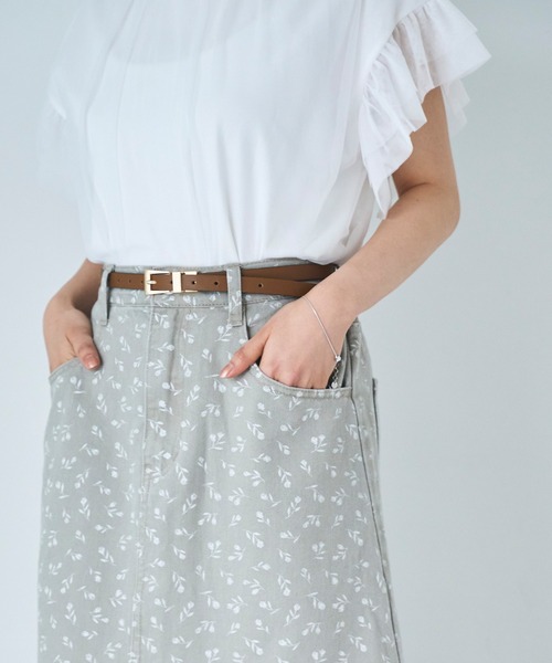 mil（ミル）の「デニム マーメイドスカート 【無地/フラワープリント】（スカート・レディース・ブラック/サックスブルー/グレイッシュベージュ・XS/S）」の18枚目の写真