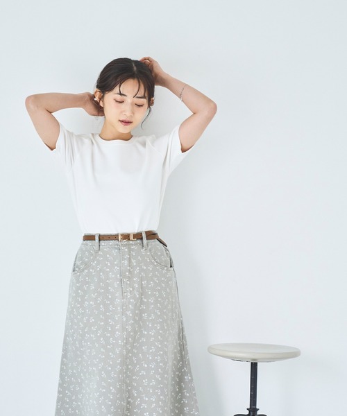 mil（ミル）の「デニム マーメイドスカート 【無地/フラワープリント】（スカート・レディース・ブラック/サックスブルー/グレイッシュベージュ・XS/S）」の13枚目の写真