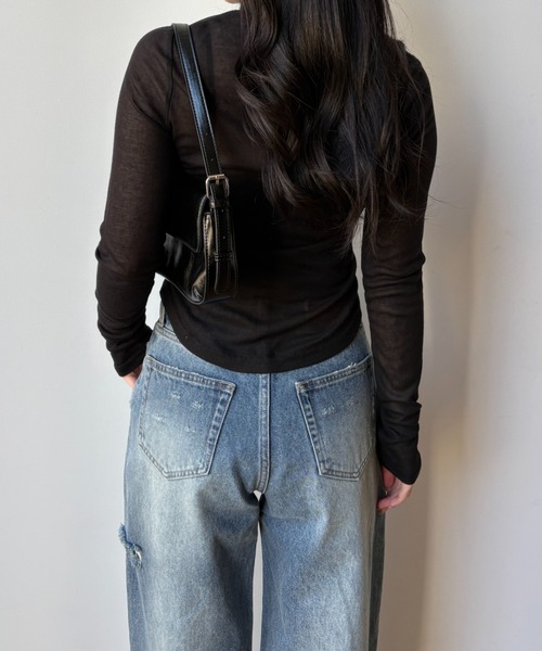 back cut sheer tops(バックカットシアートップス)（Tシャツ