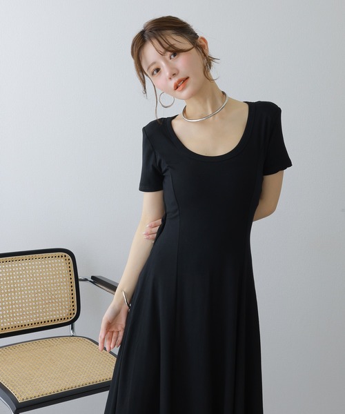 LAULEN（ローレン）の「back separate cut long dress /バックセパレートフレアカットロングドレス（ワンピース・レディース・ブラック/チャコールグレー・FREE）」の6枚目の写真