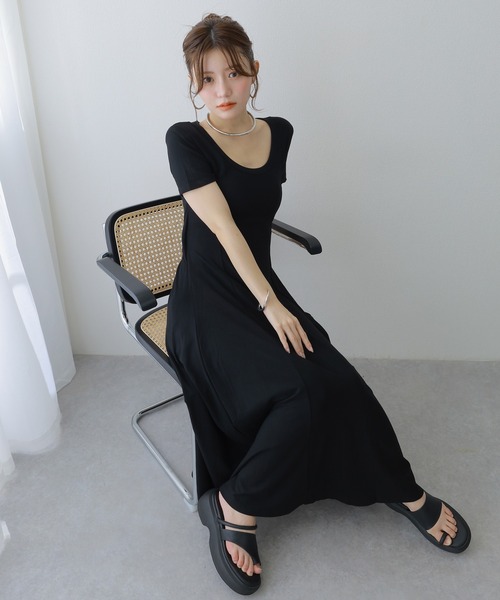 back separate cut long dress /バックセパレートフレアカット