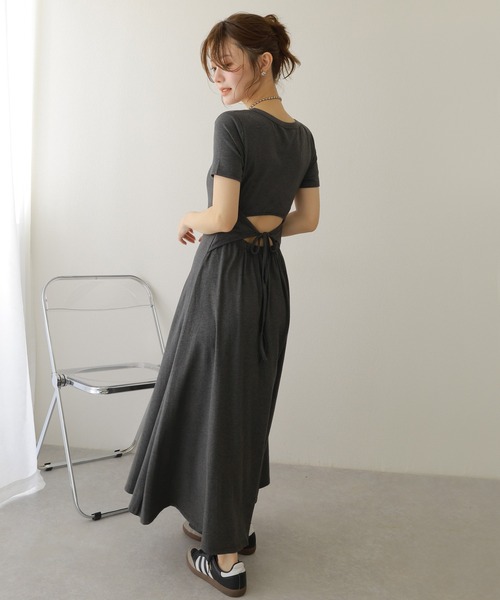 back separate cut long dress /バックセパレートフレアカット