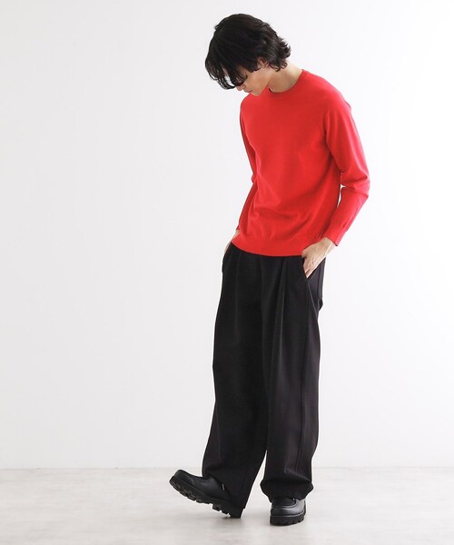 tk.TAKEO KIKUCHI(ティーケータケオキクチ)の「ハイゲージコンパクトニットクルー(ニット/セーター・メンズ・ワインレッド/ライトグレー/ブラック・02/01/03)」の22枚目の写真