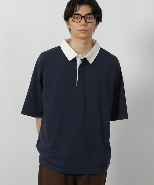 LAKOLE(ラコレ)の「ラガーポロTEE / 576256(ポロシャツ・メンズ・ネイビー/オレンジ/ホワイト・MEDIUM/LARGE)」の3枚目の写真