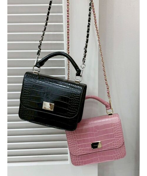 MERCURYDUO（マーキュリーデュオ）の「クロコチェーンミニバッグ（ハンドバッグ・レディース・ブラック/ピンク・FREE）」の14枚目の写真