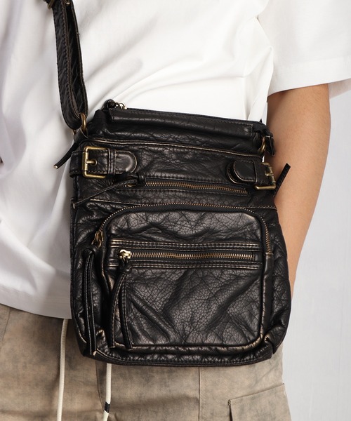 WESTSEA（ウエストシー）の「シボレザー ショルダーバッグ レトロテイスト（ショルダーバッグ・メンズ・ブラック系その他/ブラック・FREE）」の2枚目の写真