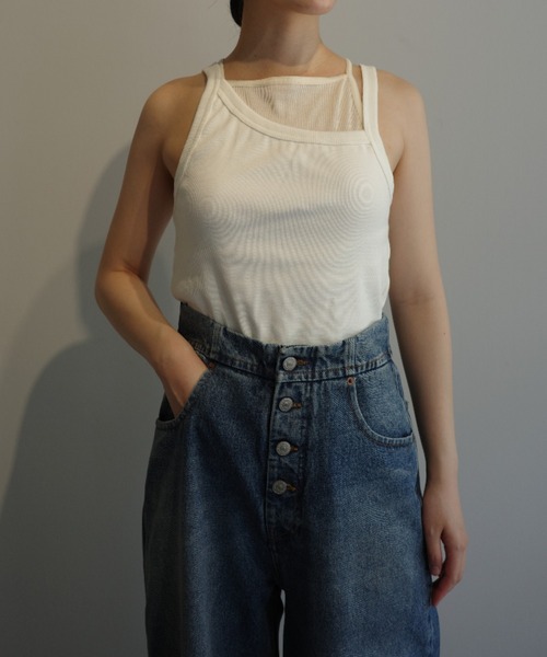 MANOF（マノフ）の「MANOF SHEER LAYERED TANK（タンクトップ・レディース・ブラック/ホワイト・SMALL/MEDIUM）」の2枚目の写真