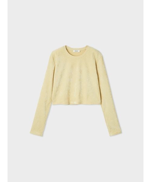 MIESROHE(ミースロエ)の「短丈モールUネックプルオーバー(Tシャツ/カットソー・レディース・イエロー/ホワイト/ブラック・F)」の7枚目の写真
