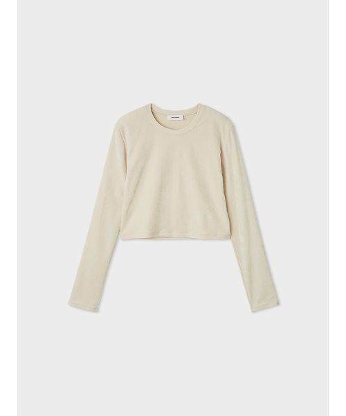 MIESROHE(ミースロエ)の「短丈モールUネックプルオーバー(Tシャツ/カットソー・レディース・イエロー/ホワイト/ブラック・F)」の9枚目の写真