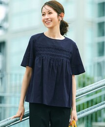 ブラウス シャツ コットンローンプリント クルーネックブラウス レディース コットンローンプリント クルーネックブラウス | maison