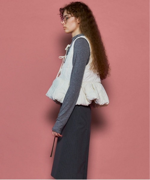 Eaphi FLUFFY PEPLUM VEST ベージュ ベスト Eaphi FLUFFY PEPLUM VEST ベージュ ベスト FUR PEPLUM VEST