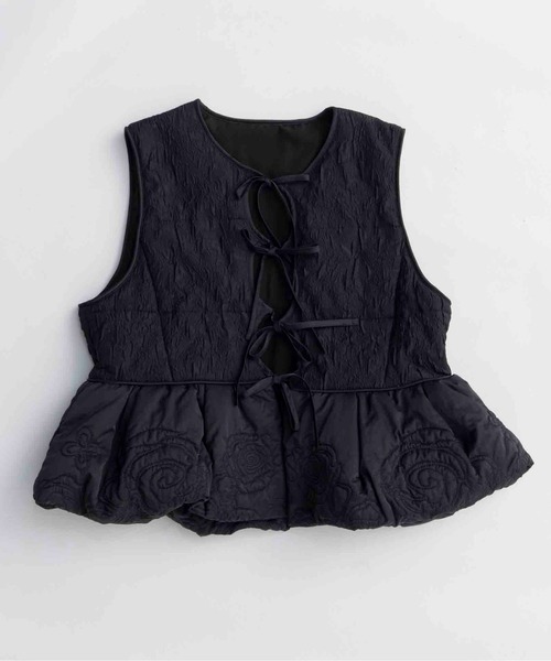 MAISON SPECIAL（メゾンスペシャル）の「Embroidery Peplum Vest/エンブロイダリーペプラムベスト（ベスト・レディース・マルチ/ホワイト/ブラック・FREE）」の7枚目の写真