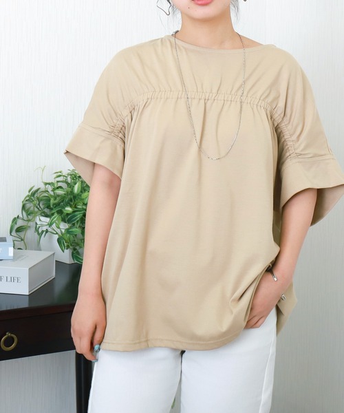 libelle more（リベル モア）の「ギャザー切替Tシャツ/プルオーバー（Tシャツ/カットソー・レディース・キナリ/ブラック/ベージュ/オフホワイト・M/L）」の18枚目の写真