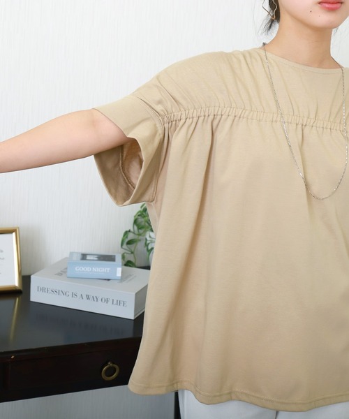 libelle more（リベル モア）の「ギャザー切替Tシャツ/プルオーバー（Tシャツ/カットソー・レディース・キナリ/ブラック/ベージュ/オフホワイト・M/L）」の22枚目の写真