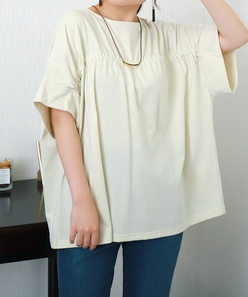 libelle more（リベル モア）の「ギャザー切替Tシャツ/プルオーバー（Tシャツ/カットソー・レディース・キナリ/ブラック/ベージュ/オフホワイト・M/L）」の14枚目の写真