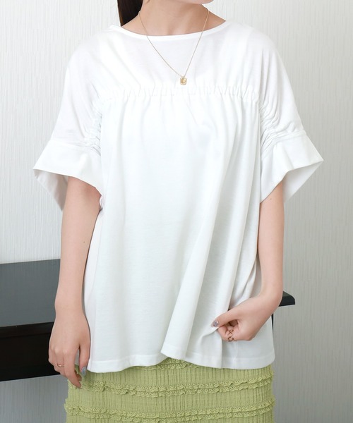 libelle more（リベル モア）の「ギャザー切替Tシャツ/プルオーバー（Tシャツ/カットソー・レディース・キナリ/ブラック/ベージュ/オフホワイト・M/L）」の11枚目の写真