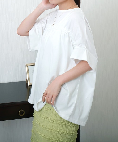 libelle more（リベル モア）の「ギャザー切替Tシャツ/プルオーバー（Tシャツ/カットソー・レディース・キナリ/ブラック/ベージュ/オフホワイト・M/L）」の5枚目の写真