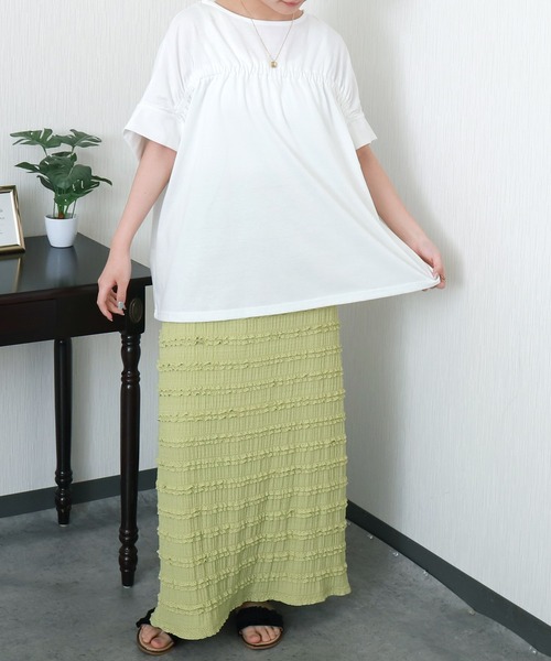 libelle more（リベル モア）の「ギャザー切替Tシャツ/プルオーバー（Tシャツ/カットソー・レディース・キナリ/ブラック/ベージュ/オフホワイト・M/L）」の8枚目の写真