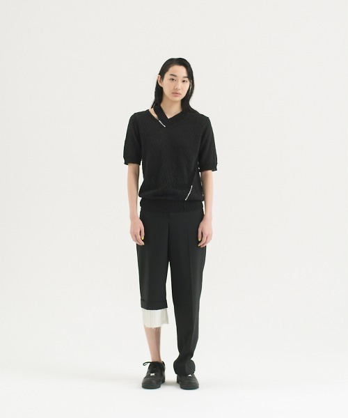 soduk(スドーク)の「"【soduk】new ""V"" knit top"(Tシャツ/カットソー・レディース・ブラック/パープル/ホワイト・ONE SIZE)」の4枚目の写真