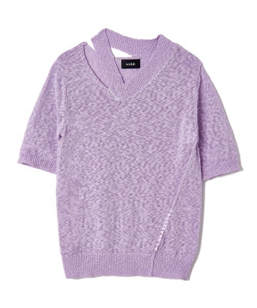 soduk(スドーク)の「"【soduk】new ""V"" knit top"(Tシャツ/カットソー・レディース・ブラック/パープル/ホワイト・ONE SIZE)」の15枚目の写真