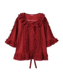 #spc ピンクハウス PINKHOUSE ベスト ジレ シャツ ブラウス 赤 花柄 ピコフリル リボン 美品 レディース [861650] PINK HOUSE ブラウス シャツ 水玉プリントブラウス レディース