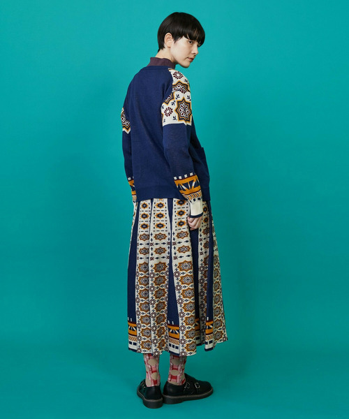 FRAPBOIS（フラボア）の「タイルニット カーディガン（カーディガン/ボレロ・レディース・ネイビー/ブラック・1）」の11枚目の写真