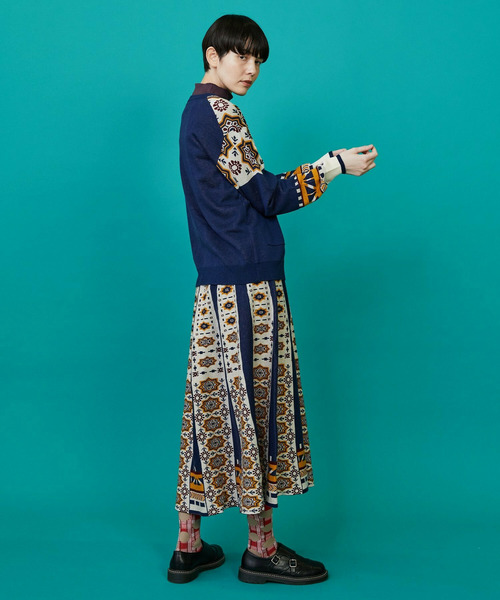 FRAPBOIS（フラボア）の「タイルニット カーディガン（カーディガン/ボレロ・レディース・ネイビー/ブラック・1）」の12枚目の写真