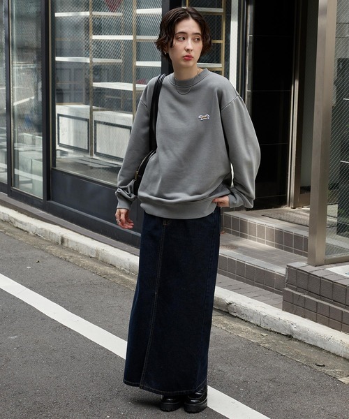 P.N.Y. グレー クルーネックスウェット PENNEYS/ペニーズ 別注 THE FOX ロゴ ワンポイント刺繍 ヴィンテージ