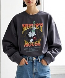 Disney（ディズニー）の「Disney/ディズニー ミッキーマウス オーバーサイズ ピグメント風 ヴィンテージ加工 ロックテイスト ロングスリーブTシャツ/ロンT/レディース メンズ（Tシャツ/カットソー・メンズ）」