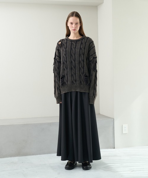 KUUUPY（クーピー）の「Vintage Design Distressed Cable Knit Sweater - ヴィンテージデザインダメージケーブルニット（ニット/セーター・メンズ・ブルー/ブラック・SMALL/MEDIUM/LARGE）」の19枚目の写真