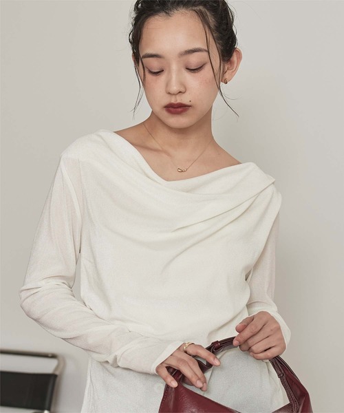 セール】シアーベロアドレープトップス（Tシャツ/カットソー